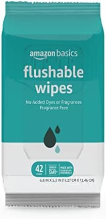 Amazon Basics Flushable Adult Toilet Wipes, Fragrance Free, 126 Count (3 Packs of 42) Packaging May Vary - Image 2