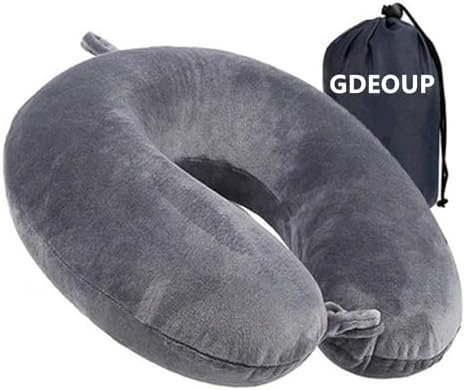 Travel Pillow Memory Foam Neck Pillow Support Pillow,Luxury Compact & Lightweight Quick Pack for Camping Sleeping Rest Cushion (Grey)