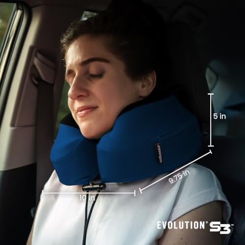 Cabeau Evolution S3 Travel Neck Pillow Memory Foam Neck Support, Adjustable Clasp, and Seat Strap Attachment - Comfort On-The-Go with Carrying Case for Airplane, Train, and Car (Jet Black) - Image 5