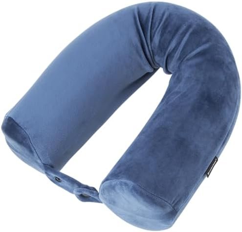 Brookstone Free-Form Memory Foam Twist Travel Pillow Adjustable, Roll Pillow for Neck, Chin, Lumbar, and Leg Support, Blue