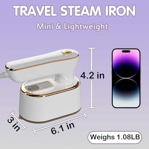 Travel Steamer Iron for Clothes Mini - Portable Ironing Machine Travel Small Size Portable Steamer Travel College Dorm Home Essentials Steamer for Clothes(White) - Image 4