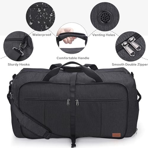 120L Foldable Collapsible Waterproof Travel Duffel Bag for Men and Women with Shoe Compartment - Image 4