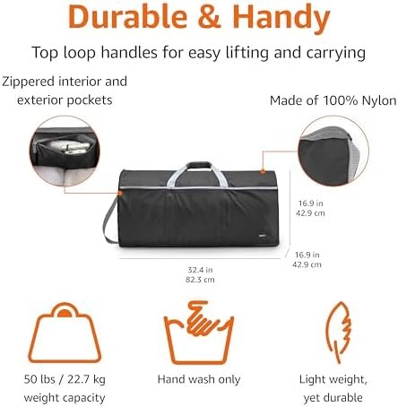 Amazon Basics Large Duffel Bag (100L) for Travel, Travel Bag, with Multiple Zippered Pockets, Lightweight yet Durable Nylon Material, 50-Pound Weight Capacity, Black, 32.5"L x 17"W x 11.5"H - Image 3