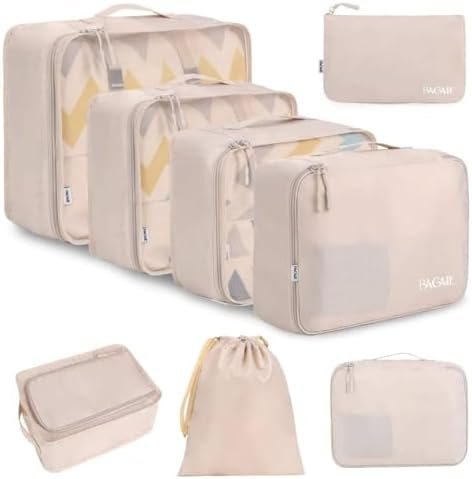 BAGAIL 8 Set Packing Cubes Luggage Packing Organizers for Travel Accessories-Cream