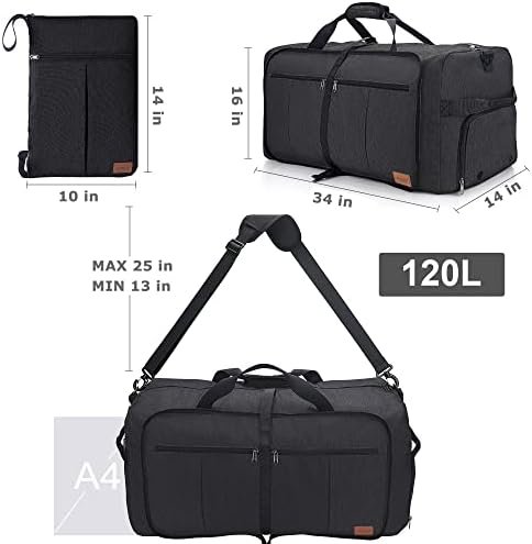 120L Foldable Collapsible Waterproof Travel Duffel Bag for Men and Women with Shoe Compartment - Image 8