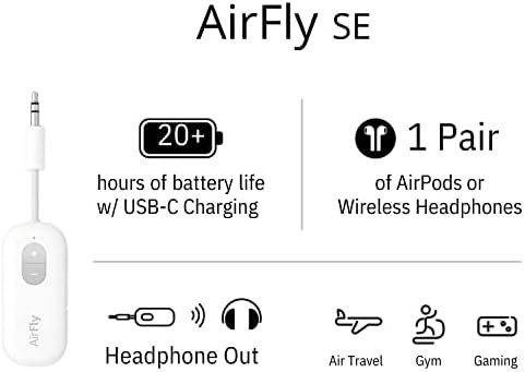 Twelve South AirFly SE Audio Streaming for TV/Airplane to Wireless Headphones – Wireless Adapter for AirPods, Airplane, Car, Gym, Home, Use with Any 3.5 mm Audio Jack - Image 9