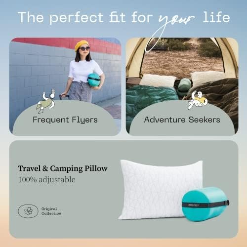 Coop Home Goods Original Travel and Camping Adjustable Pillow, Small Camping Pillow with Compressible Stuff Sack, Medium-Firm Memory Foam with Lulltra Washable Cover, CertiPUR-US Certified (19x13) - Image 3