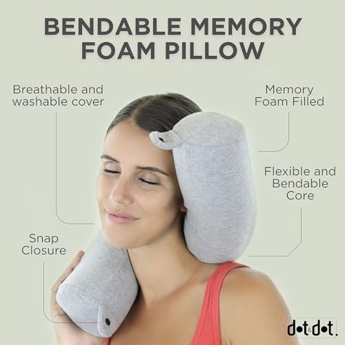 Dot&Dot Twist Memory Foam Travel Pillow for Airplanes - Travel Neck Pillow for Sleeping - Airplane Pillow for Neck Support, Chin, Lumbar and Leg - Adjustable, Bendable Neck Roll Pillow - Image 3