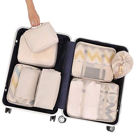 BAGAIL 8 Set Packing Cubes Luggage Packing Organizers for Travel Accessories-Cream - Image 6