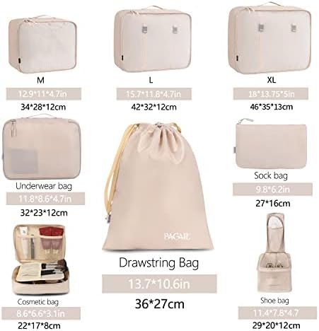 BAGAIL 8 Set Packing Cubes Luggage Packing Organizers for Travel Accessories-Cream - Image 2