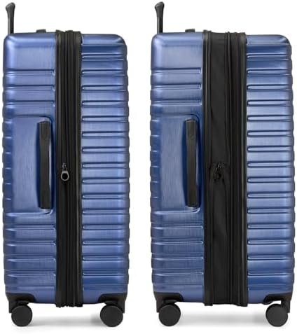 U.S. Traveler Boren Polycarbonate Hardside Rugged Travel Suitcase Luggage with 8 Spinner Wheels, Aluminum Handle, Navy, Checked-Large 30-Inch - Image 3