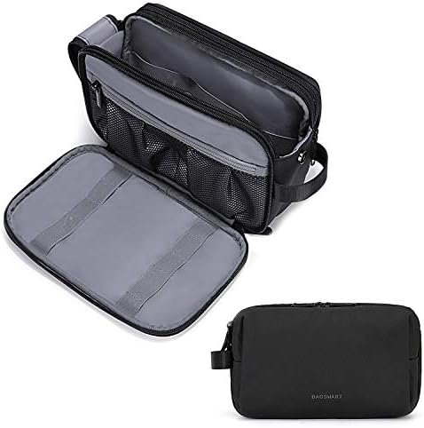 BAGSMART Toiletry Bag for Men, Travel Toiletry Organizer Dopp Kit Water-resistant Shaving Bag for Toiletries Accessories, Door Room Essentials, Black-medium