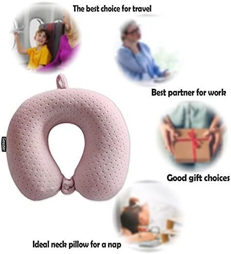 Neck Pillows for Sleeping Travel Pink Travel Pillow Comfortable U Shape Memory Foam Pillows Neck and Head Support Portable Travel Neck Pillow Suitable for Planes, Trains, Self-Driving Cars - Image 5