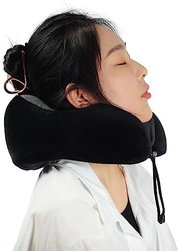 Memory Foam Travel Pillow, Neck Pillow with 360-Degree Head Support, Comfortable and Lightweight, Ideal for Sleeping on Airplane, Car, Train, Bus and Home Use, Comes with Storage Bag (Black) - Image 7