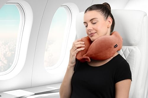 Brookstone Travel Neck Pillow - Lightweight Comfortable Contoured Head and Neck Support Memory Foam - U-Shaped Neck Pillow for Traveling, Terra Cotta - Image 4