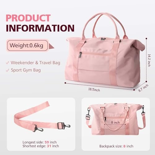 Travel Duffle Bag, Waterproof Weekender Bag Carry On Tote Bags for Women, Travel Essentials Sport Gym Bag for Men, Hospital Bag for Labor and Delivery, Overnight Bag Luggage Bag with Trolley Sleeve - Image 5