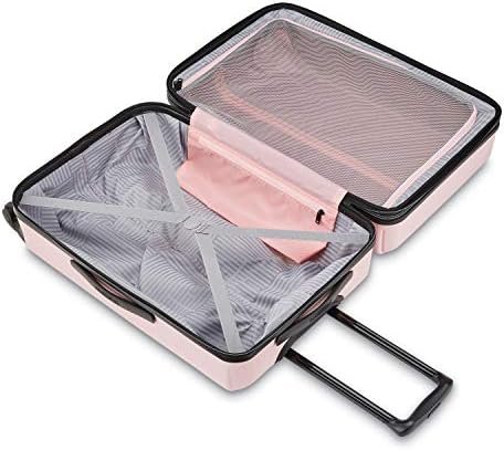 American Tourister Stratum XLT Expandable Hardside Luggage with Spinner Wheels, Pink Blush, Checked-Medium 24-Inch - Image 7