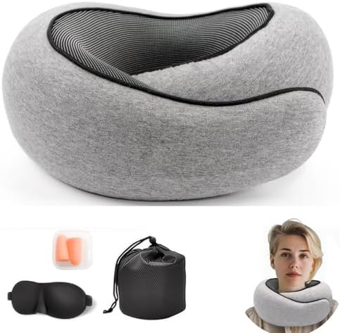 Travel Pillows for Airplanes,Premium Memory Foam Travel Pillow, Removable Washable Neck Pillow Cover， Suitable for Airplanes,Offices and Cars