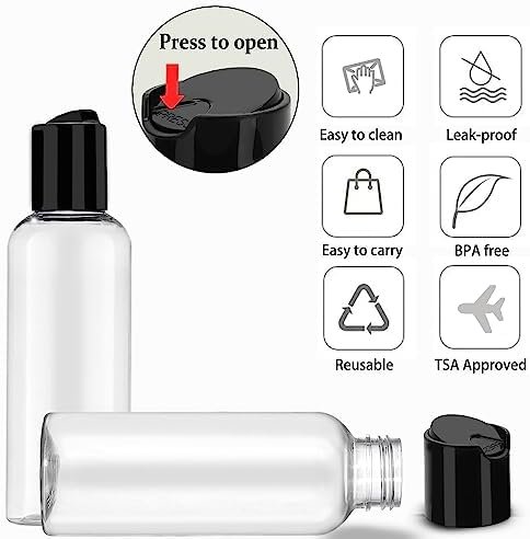 5 Pack 3.4 oz Travel Bottles for Toiletries TSA Approved Leakproof Plastic Empty Travel Size Bottles Containers with Labels - Image 2