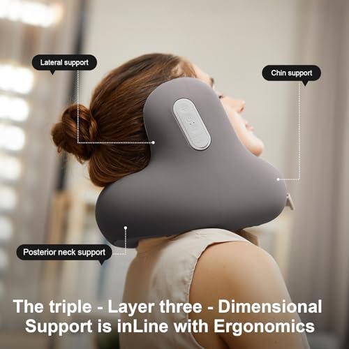 Travel Neck Pillow with Bluetooth Headset, Memory Foam Airplane Pillow for Head Support, Ergonomic Design Traveling Music Pillow for Home, Flight, Car with Adjustable Buckle and Drawstring Bag(Grey) - Image 3