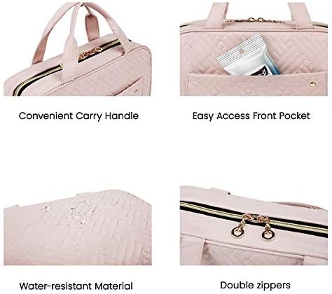 BAGSMART Toiletry Bag Travel Bag with Hanging Hook, Water-resistant Makeup Cosmetic Bag Travel Organizer for Accessories, Shampoo, Full-size Container, Toiletries (Baby Pink, Medium) - Image 6