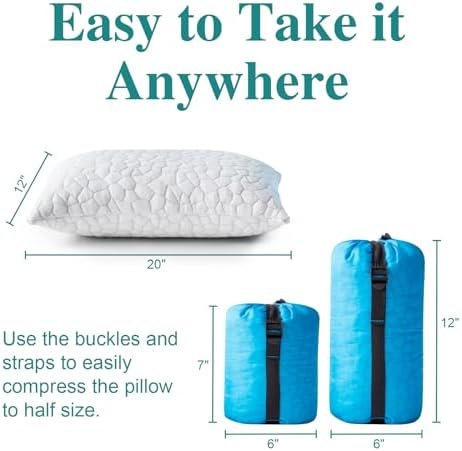 Cooling Shredded Gel Memory Foam Pillow for Travel & Camping- Adjustable for Contoured Support - Small Portable Pillow Ideal for Office Nap, Camping, Travel, Car, Airplane,Backpacking - Image 3