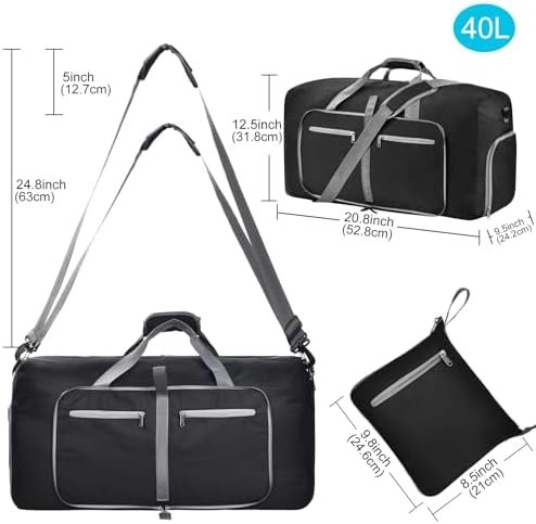 Felipe Varela Duffle Bag with Shoes Compartment and Adjustable Strap,Foldable Travel Duffel Bags for Men Women,Waterproof Duffel Bags - Image 3