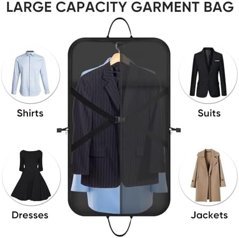 BALEINE Travel Garment Bag, Travel Suit Bag for Men, 42'' Waterproof Carry on Garment Bag for Hanging Clothes, Garment Duffel Bag for Travel Business (Black) - Image 5