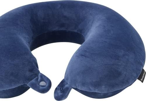 Broosktone Travel Neck Pillow - Lightweight Fleece Casing Extra Comfort Memory Foam - U-Shaped Neck Pillow for Travelling, Blue - Image 4