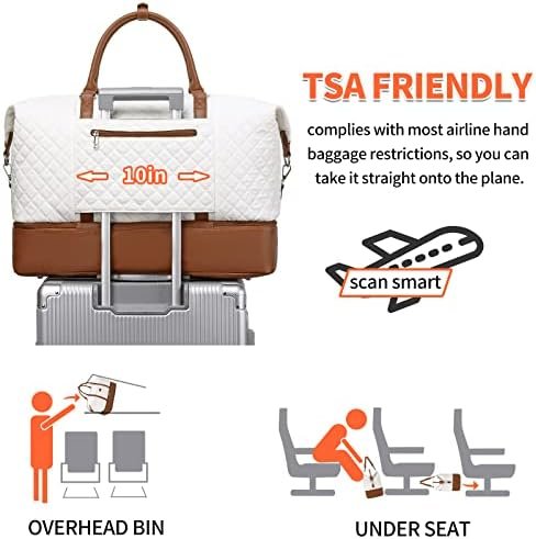 Weekender Bags for Women with Toiletry Bags Large Overnight Bags Travel Duffel Bag Carry On Shoulder Weekend Tote with Shoe Compartment and Wet Pocket for Girls Airplane Traveling, Gym - Image 5