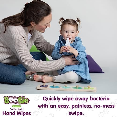 Antibacterial Hand Wipes by Boogie, Alcohol Free, Hypoallergenic and Moisturizing Aloe, Hand Wipes for Kids and Adults, 5 Packs of 20 (100 Total Wipes) - Image 5