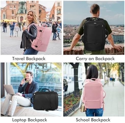 Beraliy Travel Backpack for Men Women, Large Carry On Backpack, Personal Item Bag Airline Approved, 17.3 inch Laptop Backpack, Business Work Gym Weekender Bag, Black - Image 8