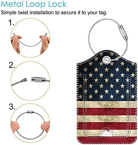 2 Pcs Luggage Tags, Fintie Privacy Cover ID Label with Stainless Steel Loop and Address Card for Travel Bag Suitcase, Us-Flag - Image 2