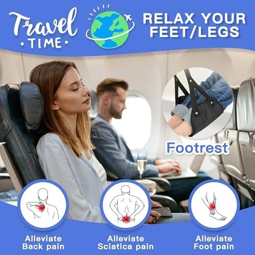 2-Pack Airplane Travel Footrest Hammock - Perfect Airplane Foot Hammock to Relax Your Feet - Travel Essentials Comfy Foot Hanger Airplane Footrest for Long Trip - Image 2