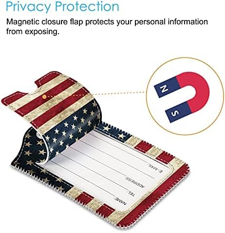 2 Pcs Luggage Tags, Fintie Privacy Cover ID Label with Stainless Steel Loop and Address Card for Travel Bag Suitcase, Us-Flag - Image 3