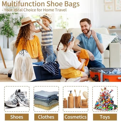 20 Pack Shoe Bags for Travel, 15.7" x 11.8" Clear Travel Shoe Bags for Packing, Large Waterproof Portable Drawstring Travel Shoe Storage Bag Travel Essentials Women for and Men - Image 6