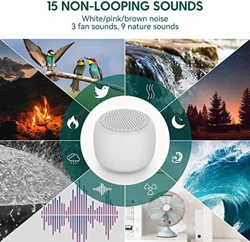 Babelio White Noise Sound Machine for Adults Kids Baby, Mini, 15 Non-looping Sounds, Timer, Memory Function, Easy to Pocket and Travel White - Image 3