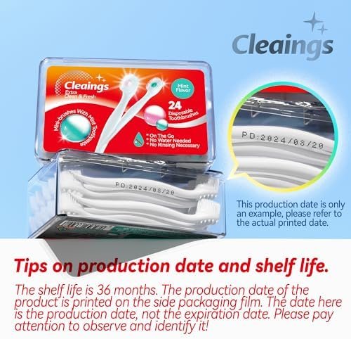 cleaings® Mini Brushes-Disposable Toothbrushes with Toothpaste and Pick for Work or Travel, 24 Count (Mint Flavor（Pack of 1）) - Image 2