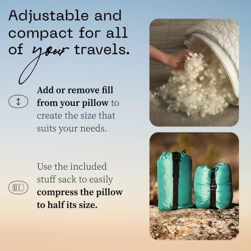 Coop Home Goods Original Travel and Camping Adjustable Pillow, Small Camping Pillow with Compressible Stuff Sack, Medium-Firm Memory Foam with Lulltra Washable Cover, CertiPUR-US Certified (19x13) - Image 5