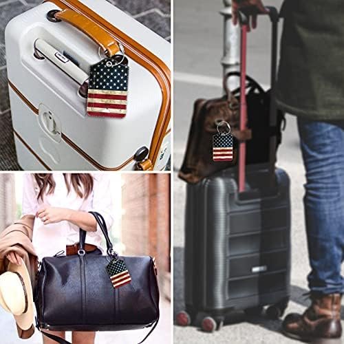 2 Pcs Luggage Tags, Fintie Privacy Cover ID Label with Stainless Steel Loop and Address Card for Travel Bag Suitcase, Us-Flag - Image 6