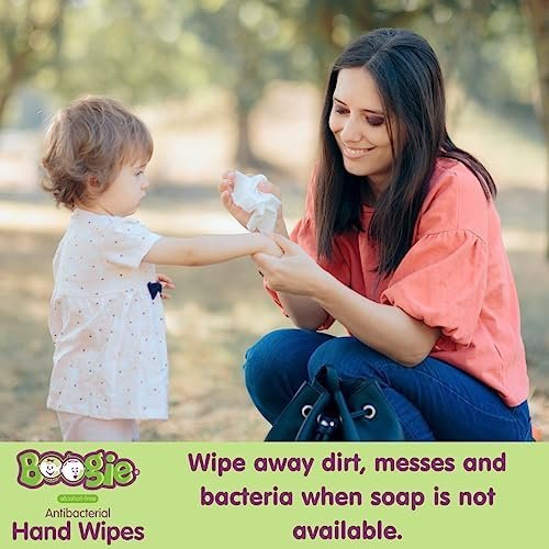 Antibacterial Hand Wipes by Boogie, Alcohol Free, Hypoallergenic and Moisturizing Aloe, Hand Wipes for Kids and Adults, 5 Packs of 20 (100 Total Wipes) - Image 2