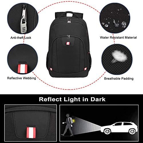 Della Gao Laptop Backpack, Business Travel Backpack with USB Charging Slit for Men Womens, Anti Theft Water Resistant Computer Backpack Fits 15 Inch Laptop and Notebook, Black - Image 5