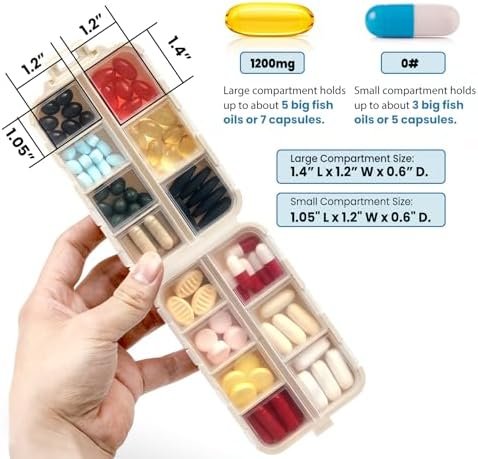 3 Pack, 14 GRIDS Travel Pill Organizer Box with Labels - Travel Medicine Case Kit - Pocket Daily Pharmacy Container - Travel Medication Holder Dispenser for Fish Oil Vitamin Supplement Storage - Image 2