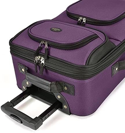 U.S. Traveler Rio Rugged Fabric Expandable Carry-on Luggage, Purple, Set - Image 6