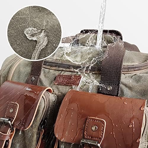 Wildroad Duffle Bag for Travel, 50L Waterproof Waxed Canvas Genuine Leather Weekender Overnight Bag Vintage Travel Hand Bag Carry on Bag - Image 3